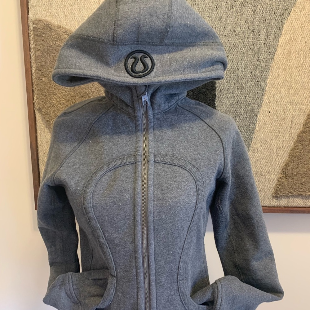 Grey with silver sparkle size 6 scuba hoodie Lululemon. Lightly used.